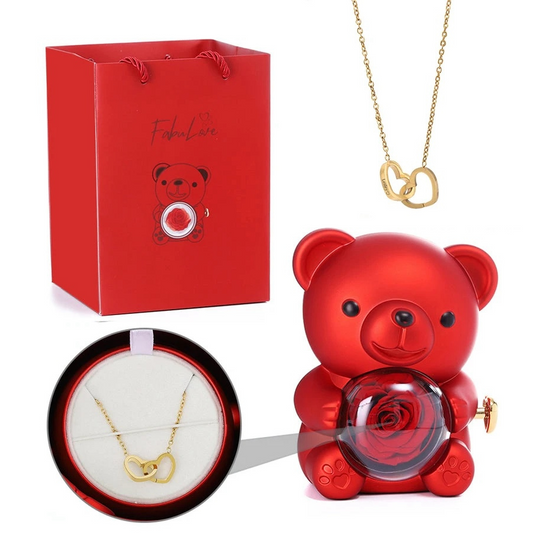 Urban's Eternal Rose Teddy Bear with Necklace